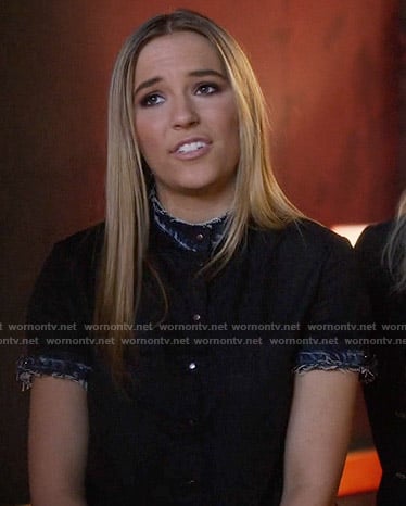Maddie's black shirt with denim trim on Nashville