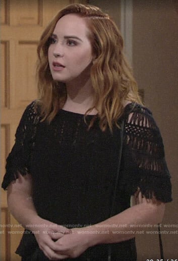 Mariah's black fringed sleeve top on The Young and the Restless