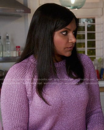 Mindy's metallic pink sweater on The Mindy Project