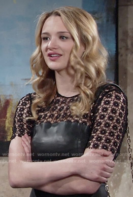 Summer's black lace and leather dress on The Young and the Restless