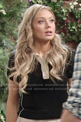 Abby's black knit polo top on The Young and the Restless
