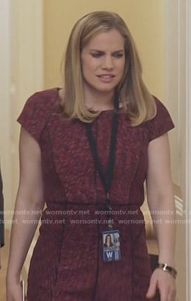 Amy's pink dress with black piping on Veep