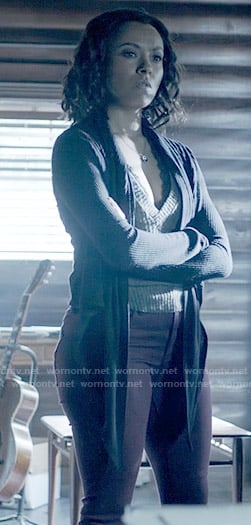 Bonnie's black draped cardigan on The Vampire Diaries