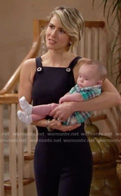 Caroline's black eyelet top on The Bold and the Beautiful