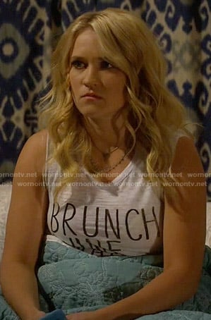 Gabi's brunch graphic tank top on Young and Hungry