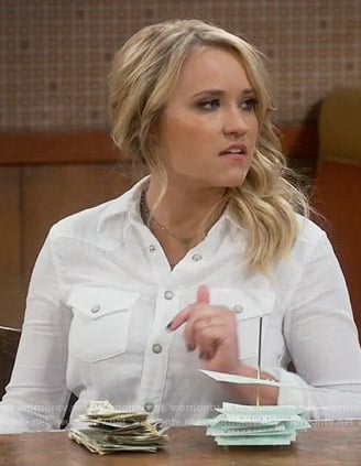 Gabi's white button down shirt on Young and Hungry