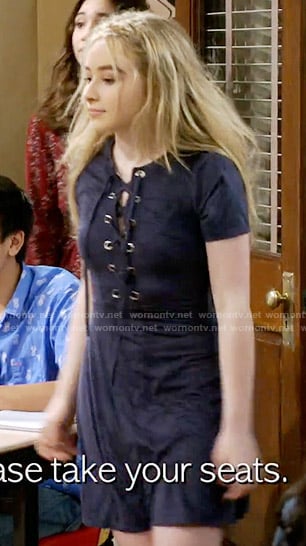 Maya's navy suede lace-up dress on Girl Meets World