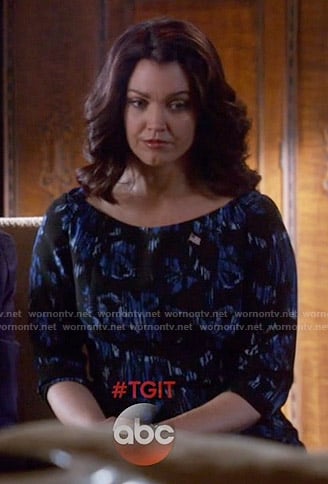 Mellie's black and blue floral dress on Scandal