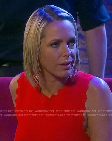 Nicole's red zig zag trim dress on Days of our Lives