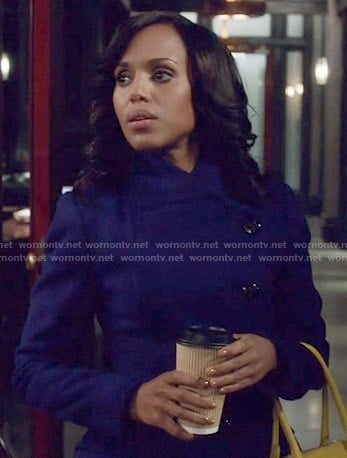 Olivia's blue asymmetric coat on Scandal