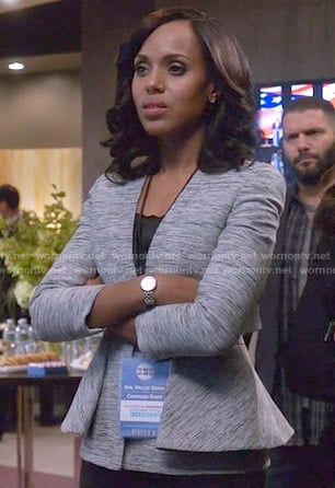 Olivia's grey peplum jacket on Scandal