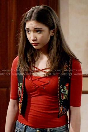 Riley's red lace-up top on Girl Meets World