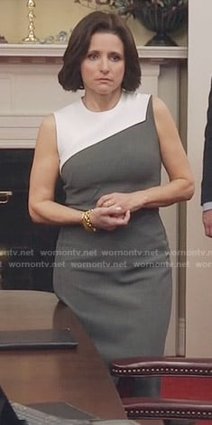 Selina's grey and white dress on Veep