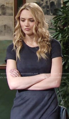 Summer's navy suede dress on The Young and the Restless