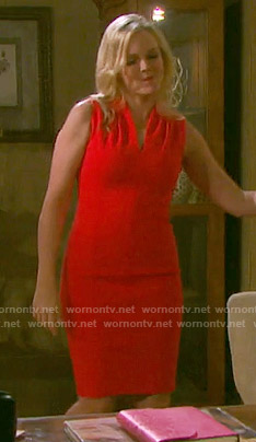 Belle's red sleeveless v-neck dress on Days of our Lives