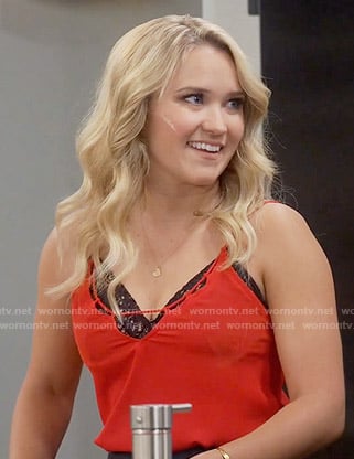 Gabi's red  cutout cami on Young and Hungry