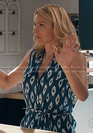 Kate's teal ikat print midi dress on Mistresses