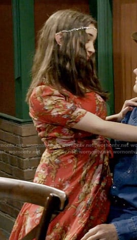 Riley's red floral wrap maxi dress on Girl Meets World