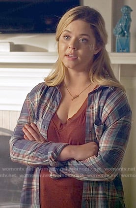 Ali's blue plaid shirt on Pretty Little Liars