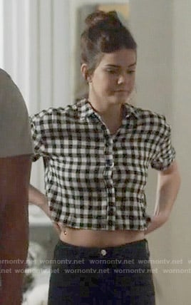 Callie's gingham checked cropped shirt on The Fosters
