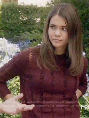 Callie's red distressed sweater on The Fosters