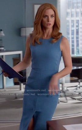 Donna's blue front split dress on Suits