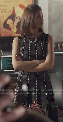 Heather's black dotted a-line dress on Beauty and the Beast