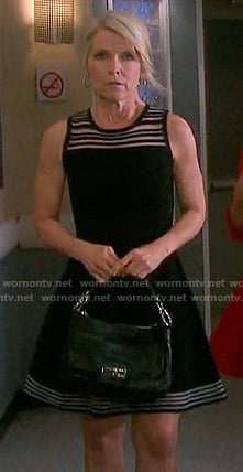 Jennifer's black striped panel a-line dress on Days of our Lives