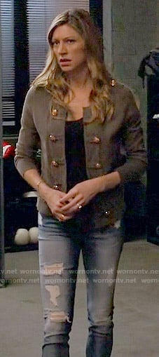 Josslyn's military jacket and jeans on Mistresses