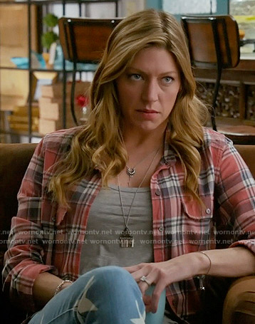 Josslyn's red plaid shirt and star print jeans on Mistresses