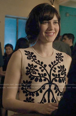 Laurel's nude leaf print dress on BrainDead