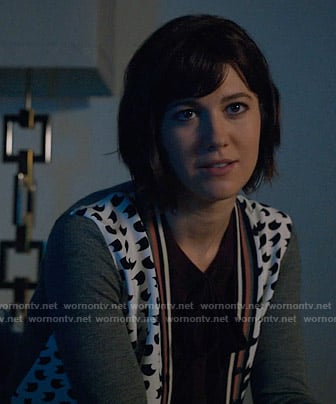 Laurel's printed cardigan on BrainDead
