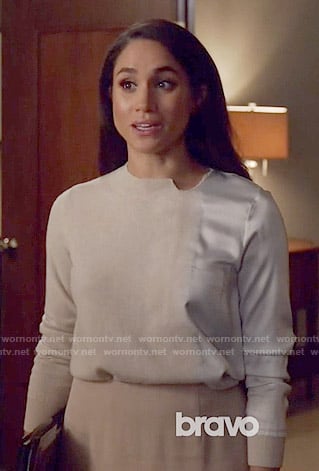 Rachel's satin panel sweater on Suits