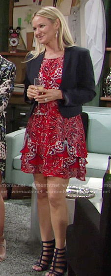 Sharon's red paisley dress on The Young and the Restless