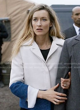 Alex's blue and white colorblock jacket on Designated Survivor