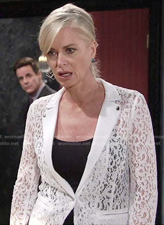 Ashley's white lace blazer on The Young and the Restless