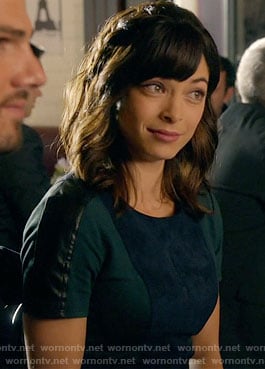 Cat's blue and green suede colorblock top on Beauty and the Beast