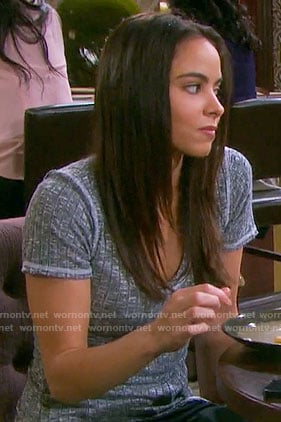 Ciara's grey ribbed tee on Days of our Lives