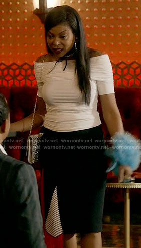Cookie's white off-shoulder top and crystal choker on Empire