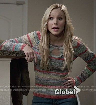 Eleanor's striped keyhole sweater on The Good Place