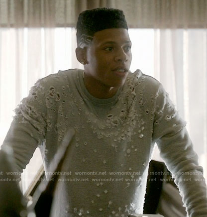 Hakeem's distressed sweatshirt on Empire