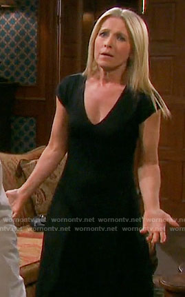 Jennifer's black v-neck midi dress on Days of our Lives