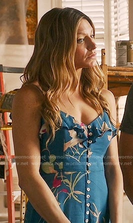 Josslyn's blue floral button-front maxi dress on Mistresses