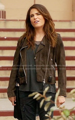 Laurel's brown moto jacket on How to Get Away with Murder