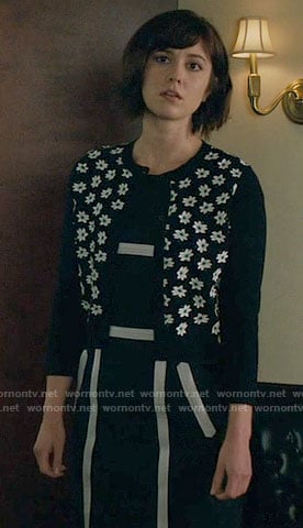 Laurel's floral cardigan on BrainDead