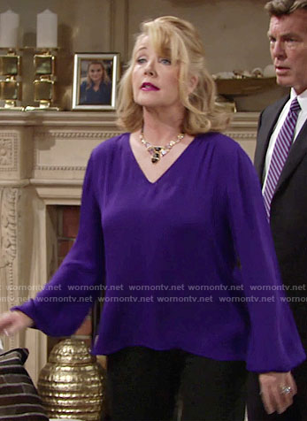 Nikki's purple long sleeve top on The Young and the Restless