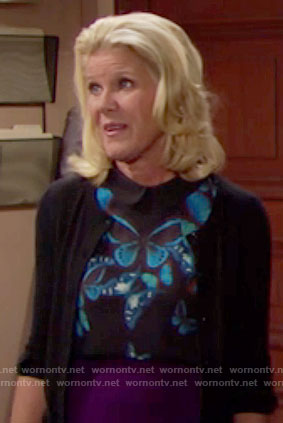 Pam's butterfly print top on The Bold and the Beautiful
