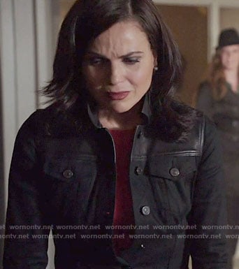 Regina's black denim jacket with leather panel on Once Upon a Time
