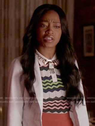 Zayday's chevron striped top on Scream Queens