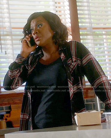Annalise's black and red plaid shirt on How to Get Away with Murder